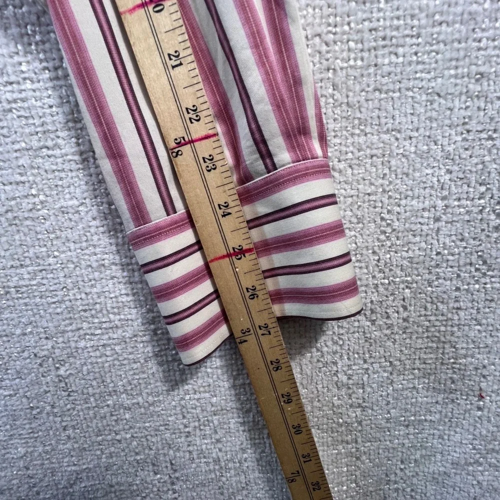 Banana Republic Men's‎ XL 17-17.5 Pink Burgundy Stripe Dress Shirt
